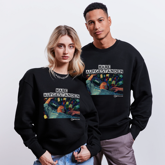 habe aufgestanden  - Stanley/Stella Unisex Oversize Bio Pullover  RADDER - Schwarz