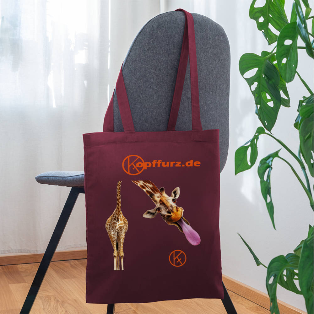 lecker-giraffe - tierisches - Stoffbeutel - Burgunderrot