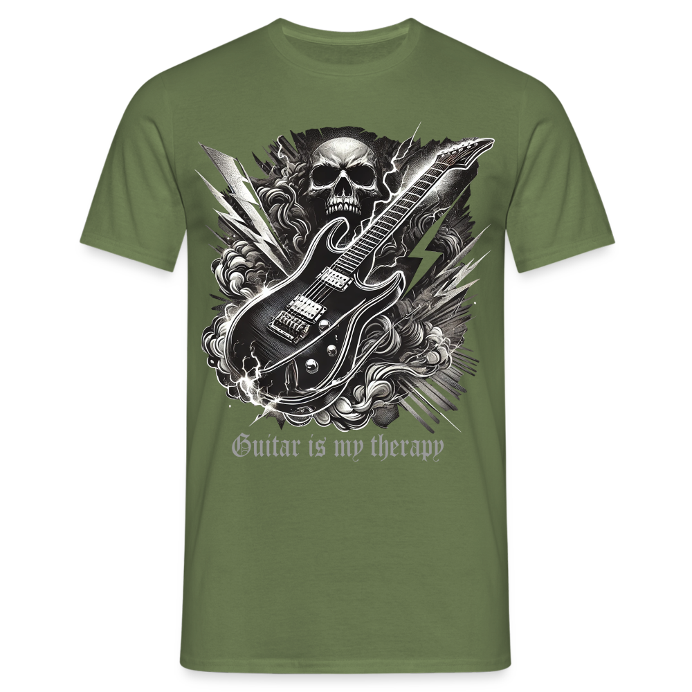 Guitar is my therapy - Männer T-Shirt - Militärgrün
