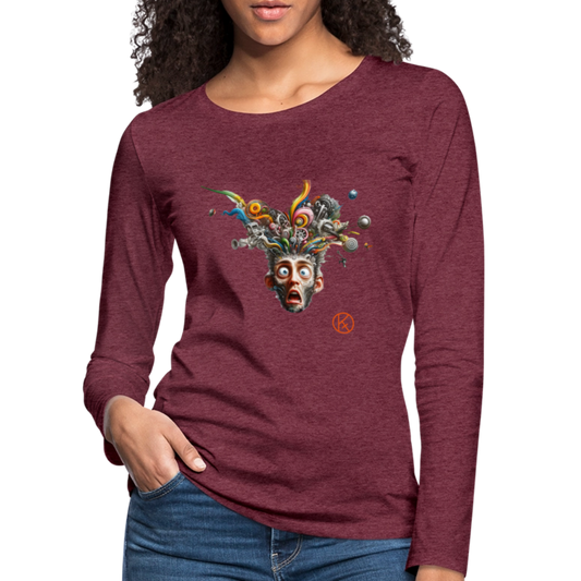 Showroom - Frauen Premium Langarmshirt - Bordeauxrot meliert