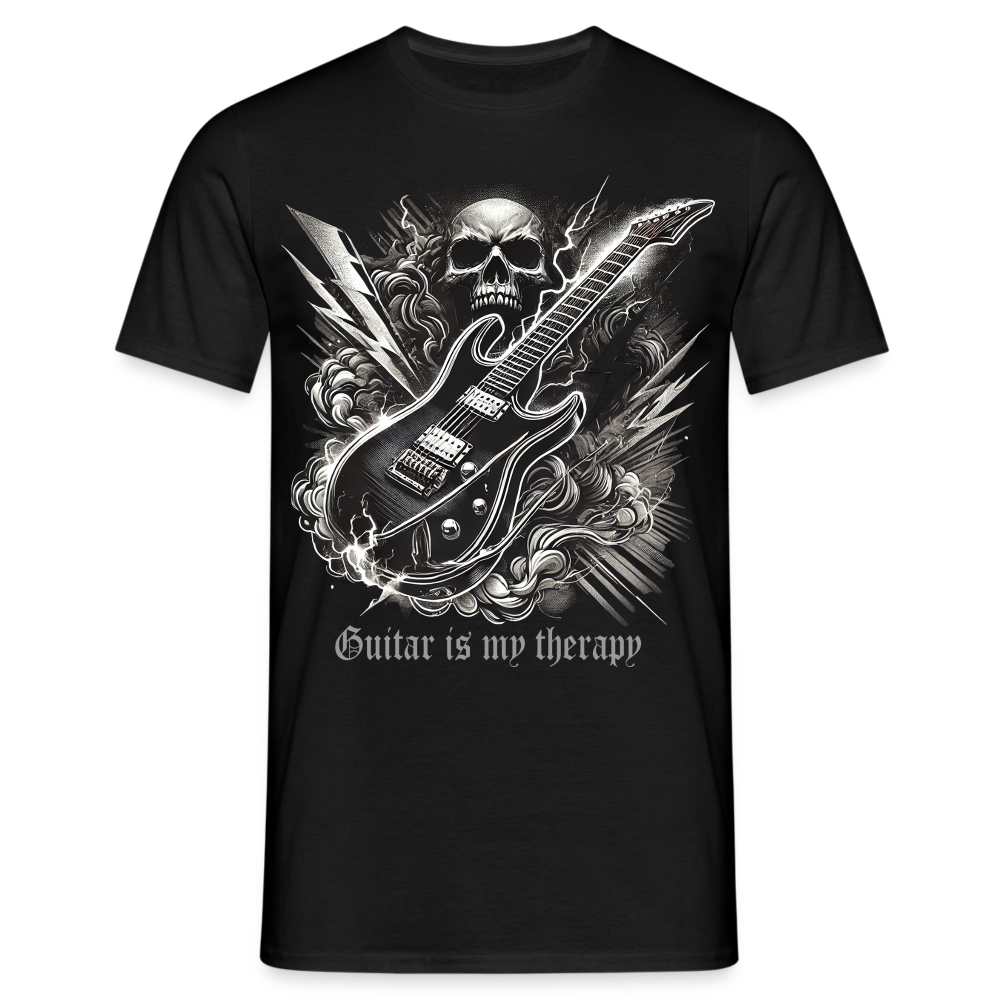 Guitar is my therapy - Männer T-Shirt - Schwarz