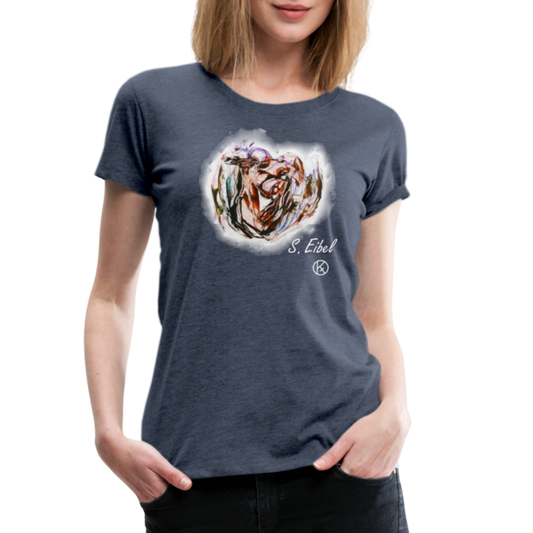 Herz - eibelartig - Premium T-Shirt Frauen - Blau meliert