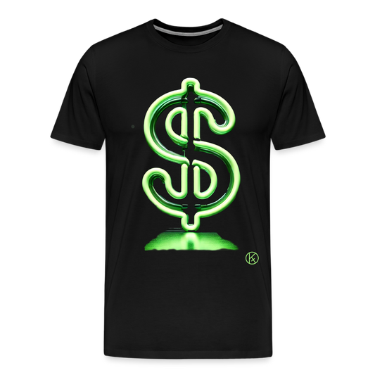 Neon - Dollar - Männer Premium T-Shirt - Schwarz