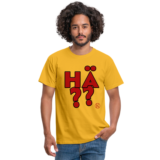 hä??  -  rot  - witzig - Männer T-Shirt - Gelb