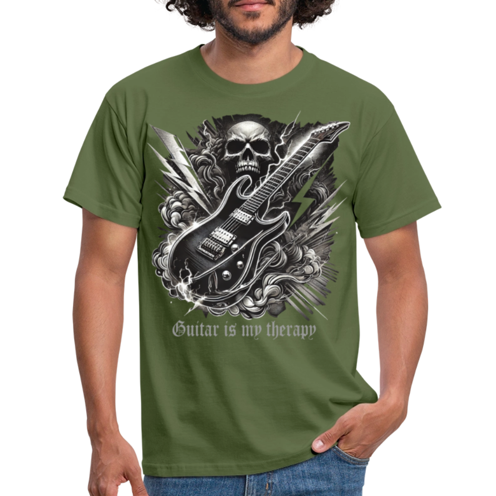 Guitar is my therapy - Männer T-Shirt - Militärgrün