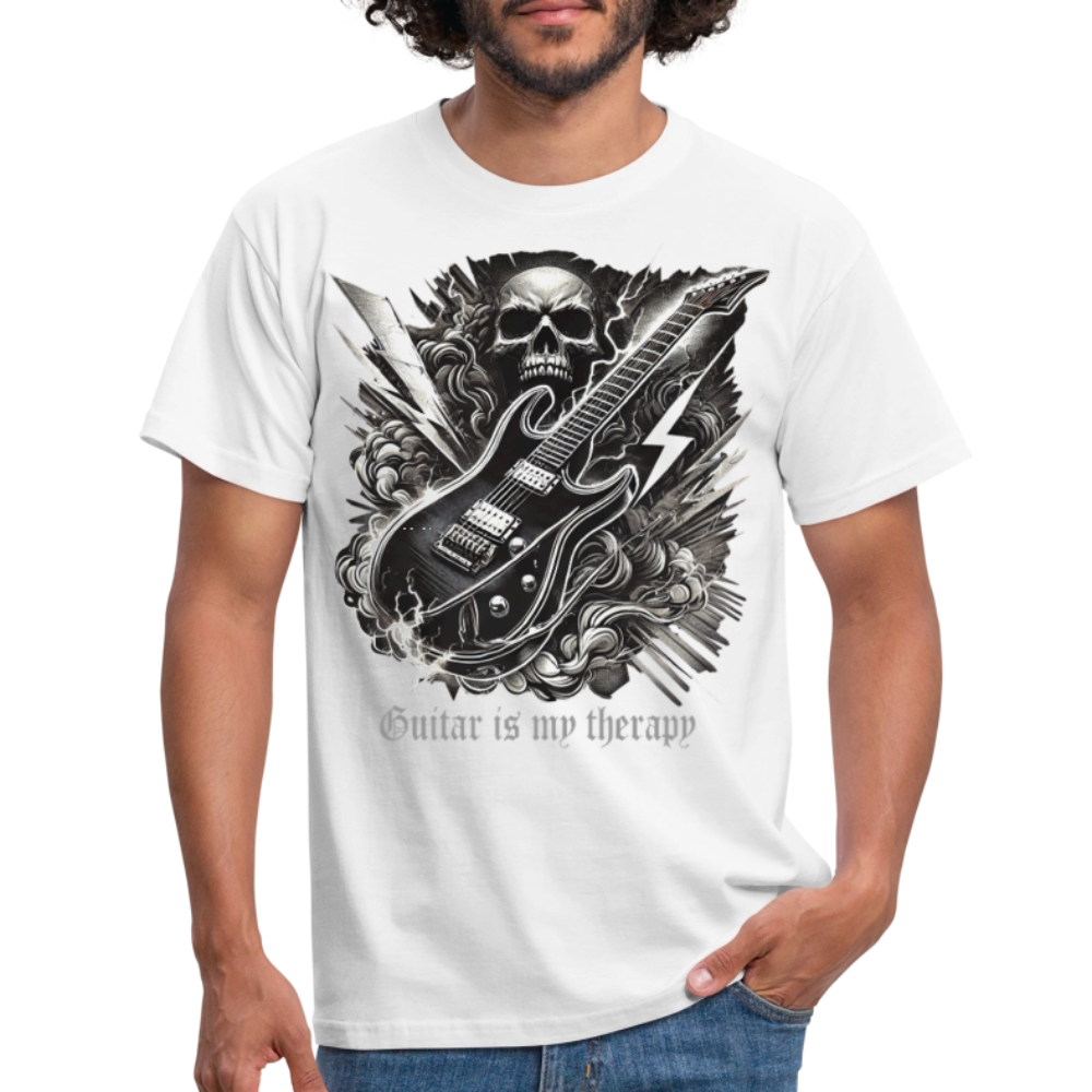 Guitar is my therapy - Männer T-Shirt - Weiß