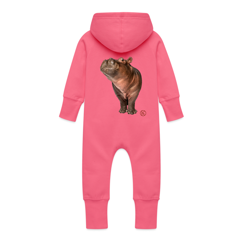 ich-hippo - tierisches - Baby Bio Sweat Overall mit Kapuze - Fuchsia
