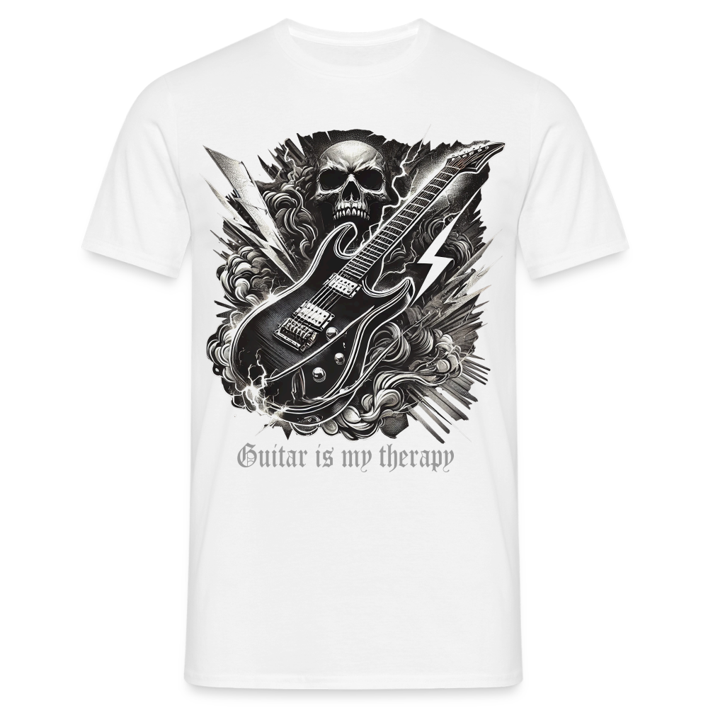 Guitar is my therapy - Männer T-Shirt - Weiß