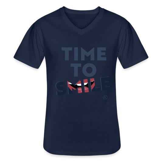 Time to smile  - Klassisches Männer-T-Shirt mit V-Ausschnitt - Navy