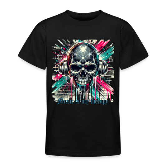 Guitar is my therapy - Teenager T-Shirt - Schwarz