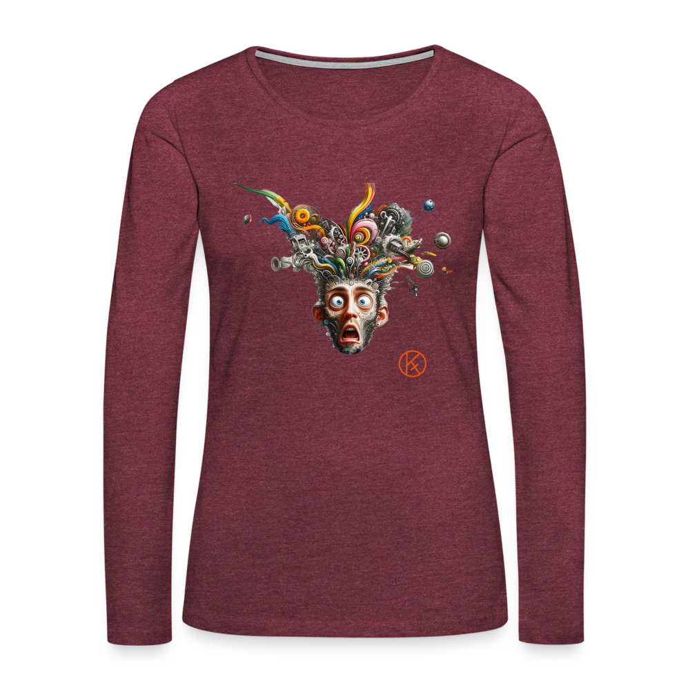 Showroom - Frauen Premium Langarmshirt - Bordeauxrot meliert
