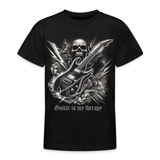 Guitar is my therapy - Teenager T-Shirt - Schwarz
