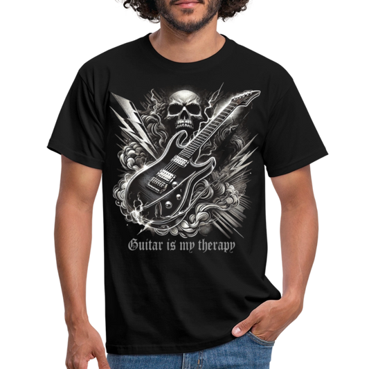 Guitar is my therapy - Männer T-Shirt - Schwarz