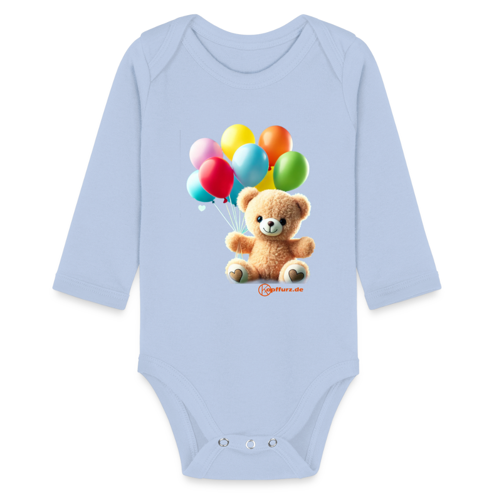 Teddy Ballon  -  Baby Bio-Langarm-Body - Sky