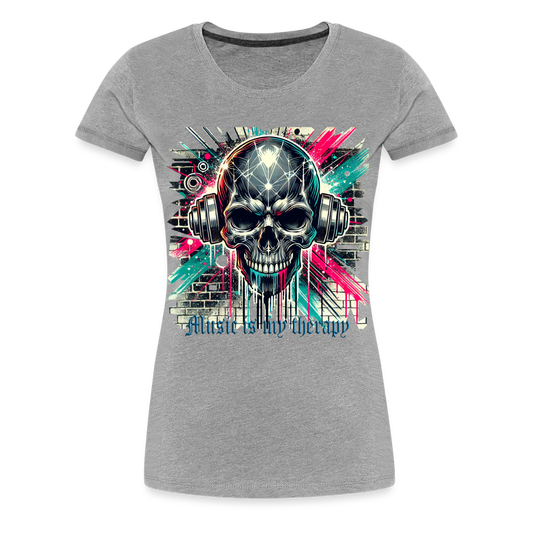 Music is my therapy - Frauen Premium T-Shirt - Grau meliert