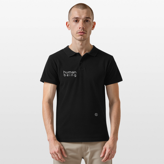 human being - Männer Poloshirt - Schwarz