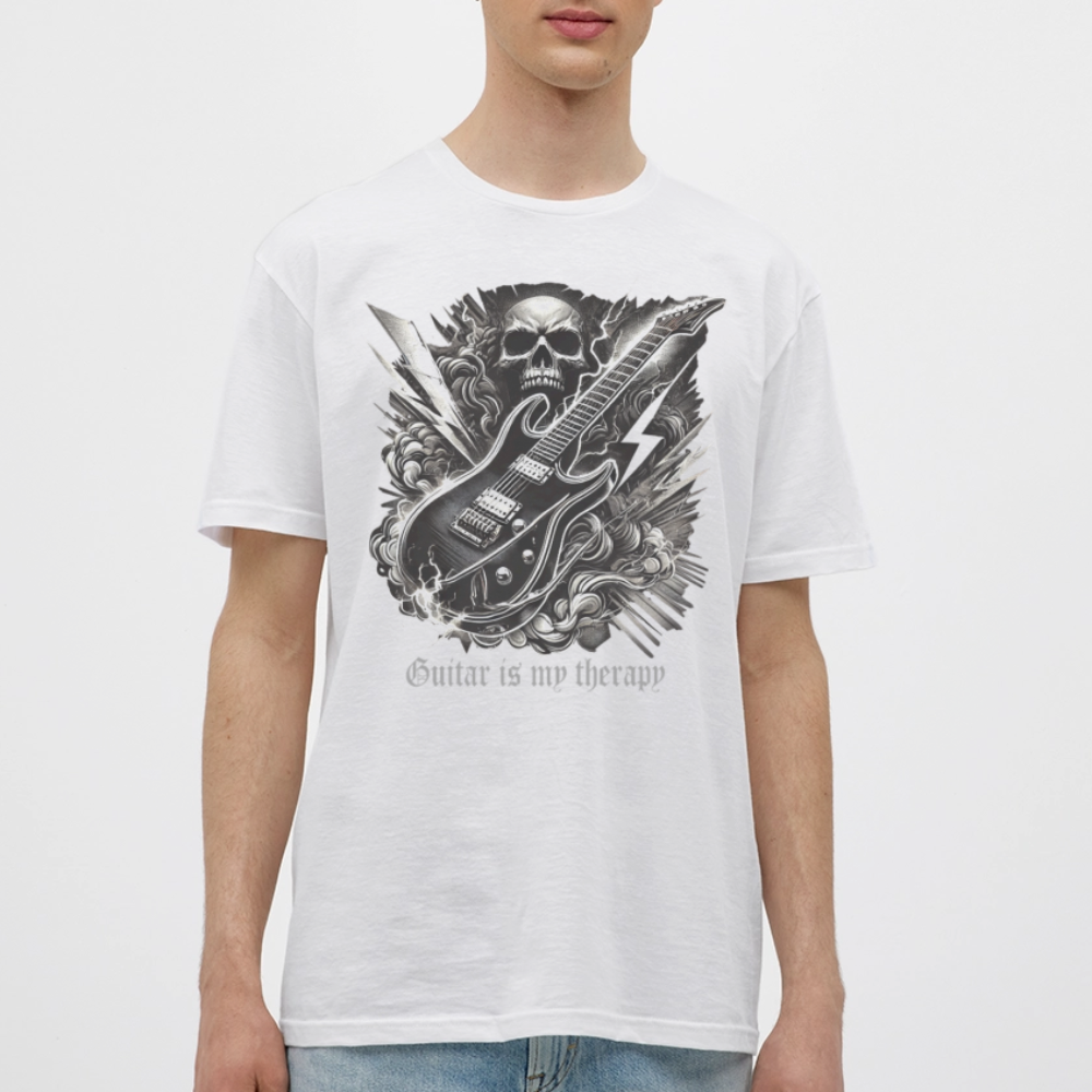 Guitar is my therapy - Männer T-Shirt - Weiß