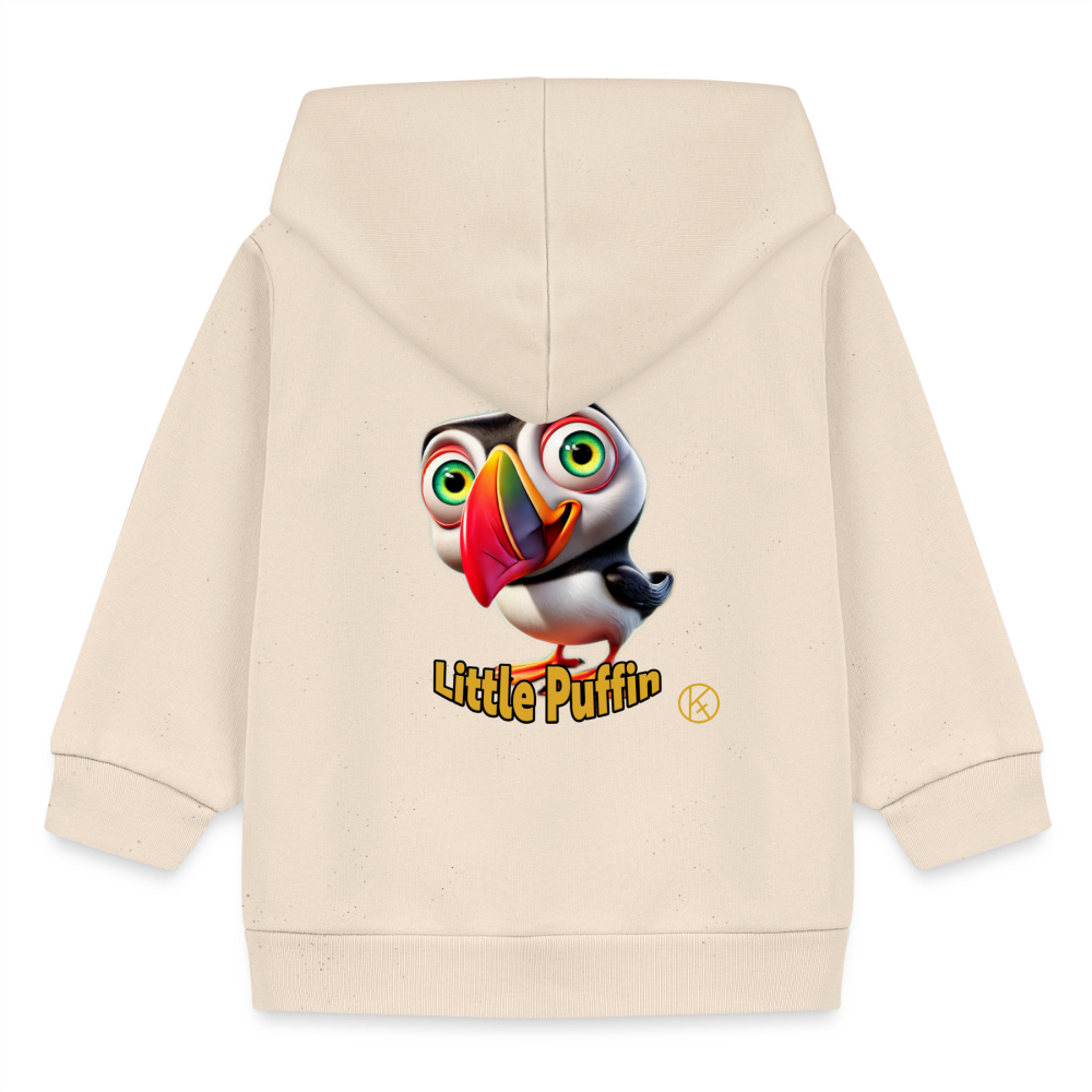 Little Puffin-Druck nur hinten  - tierisches - Stanley/Stella Bio Zip Hoodie - Naturweiß