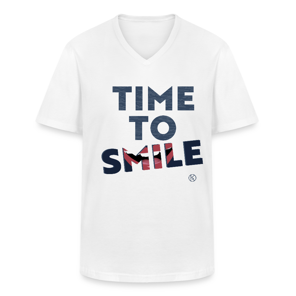 Time to smile  - Klassisches Männer-T-Shirt mit V-Ausschnitt - Weiß