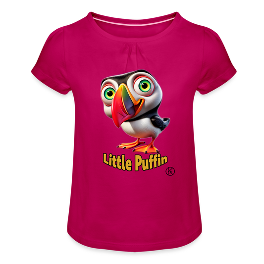 Little-Puffin - Wind - Mädchen-T-Shirt mit Raffungen - Fuchsia